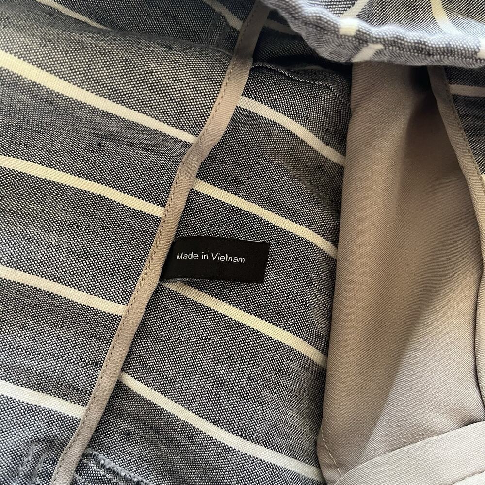 Theory Size 12 Wide Leg Belted Trousers Stripe Wither Linen Belt Pant Fl_ - Picture 5 of 9
